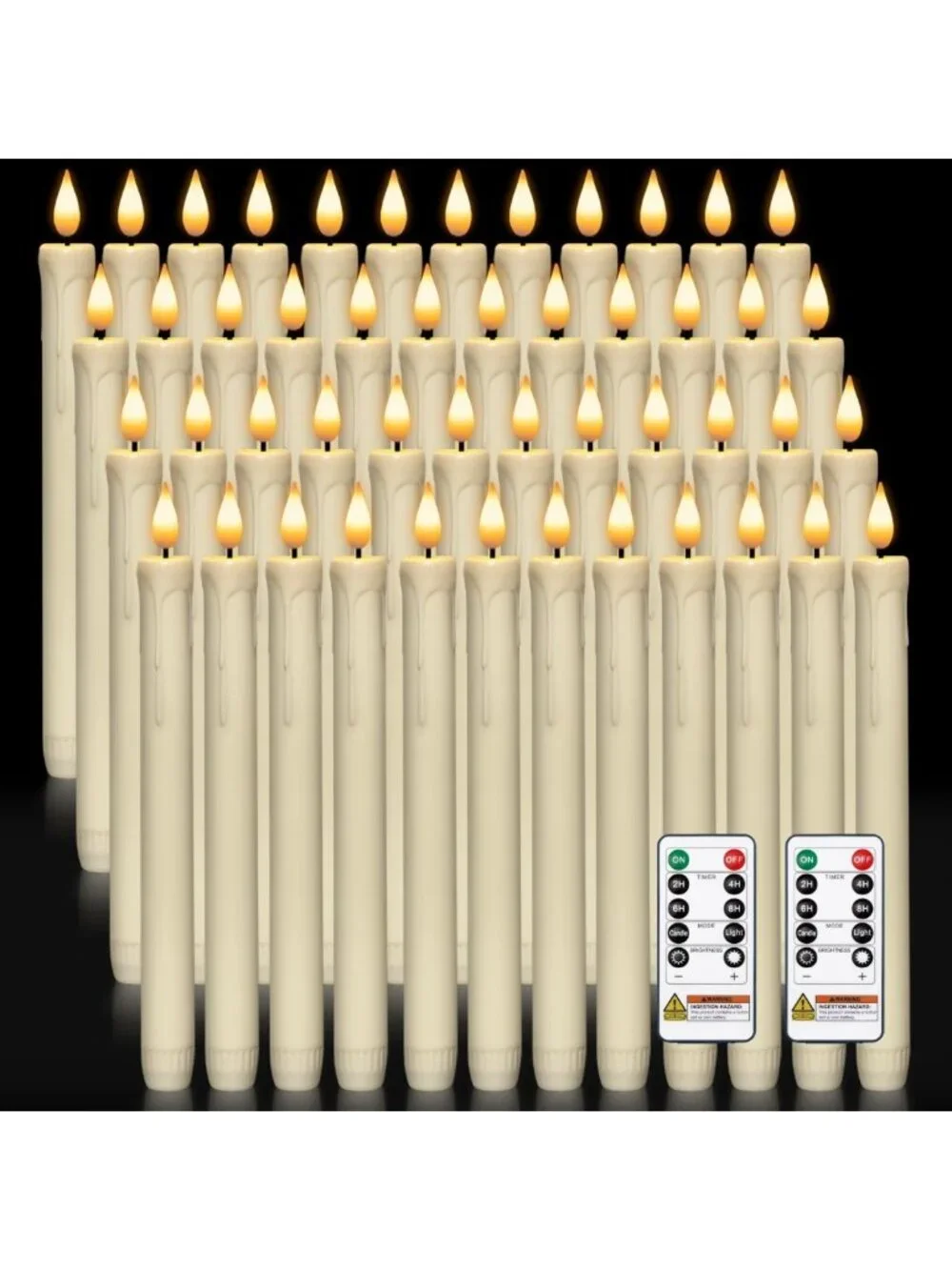 48 Pcs Flameless Taper Candles with Remote & Timer, Battery Operated LED Ivory